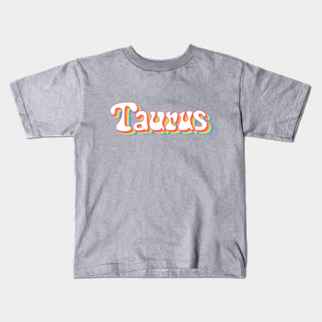 Retro Rainbow Taurus Kids T-Shirt by Scarlett Blue